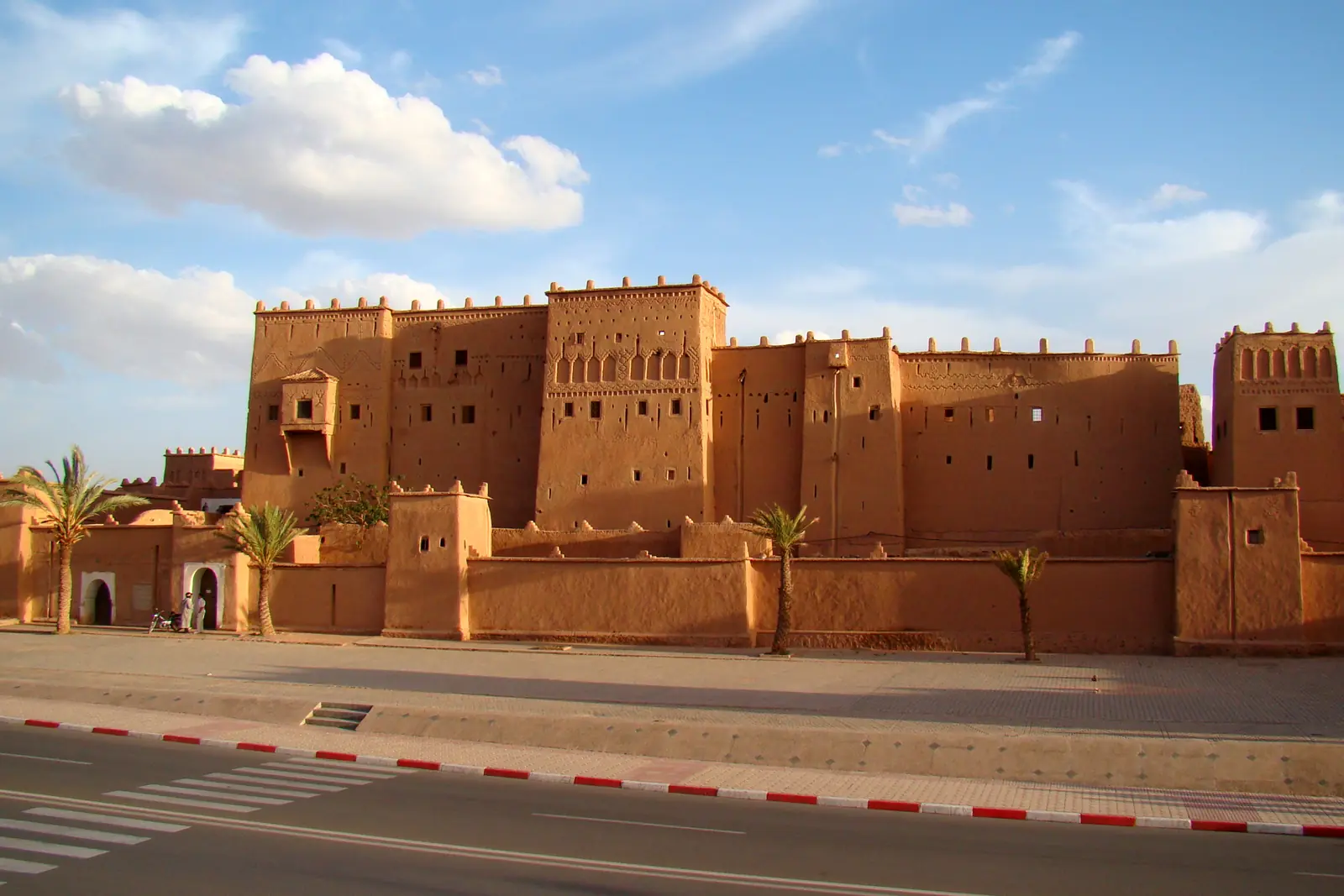 Kasbah Taourirt in Ouarzazate under a blue sky