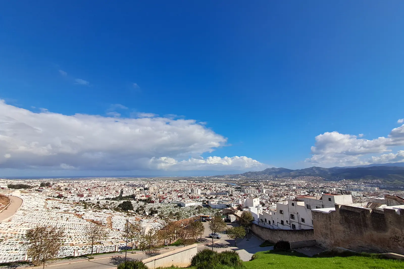 White city of Tetouan spread below the Rif mountains