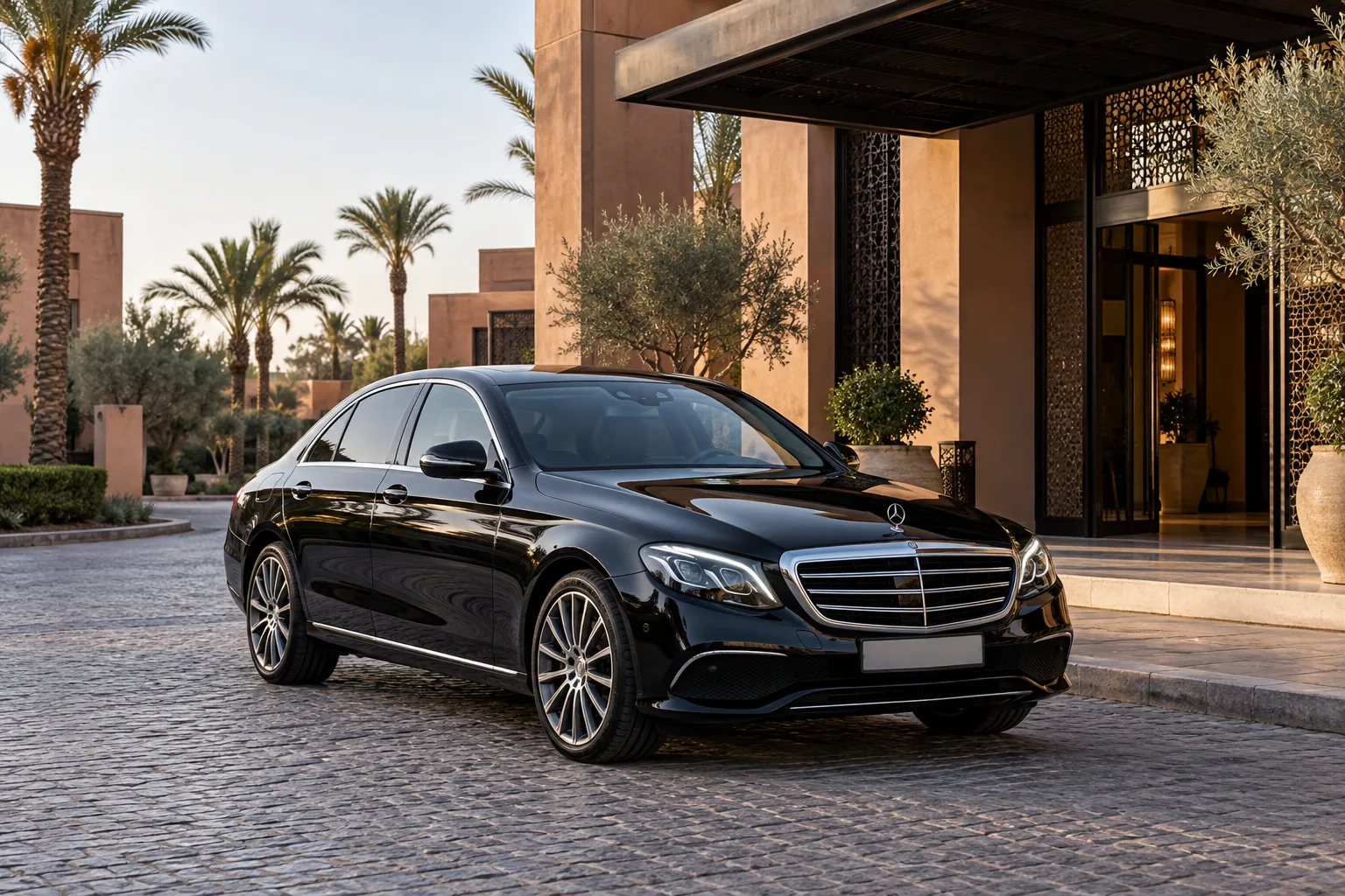 Black executive sedan, the class used for sedan transfers